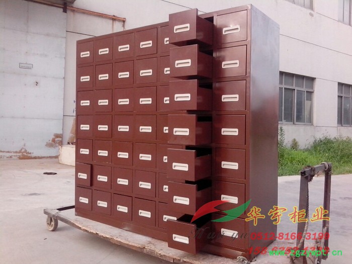 四十九斗中药柜 铁皮柜 文件柜 资料柜 彩色套色 西药柜 办